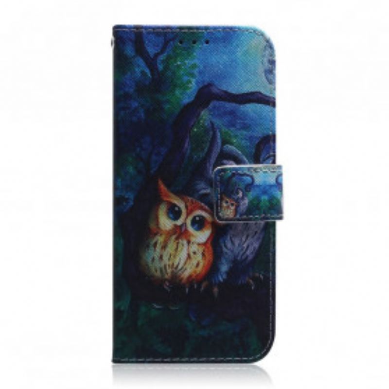 Capa Flip Para Motorola Edge 20 Pintura De Corujas