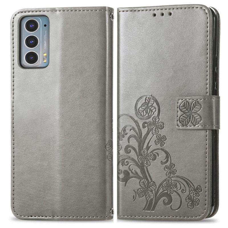 Capa Flip Para Motorola Edge 20 Trevo-de-quatro-folhas