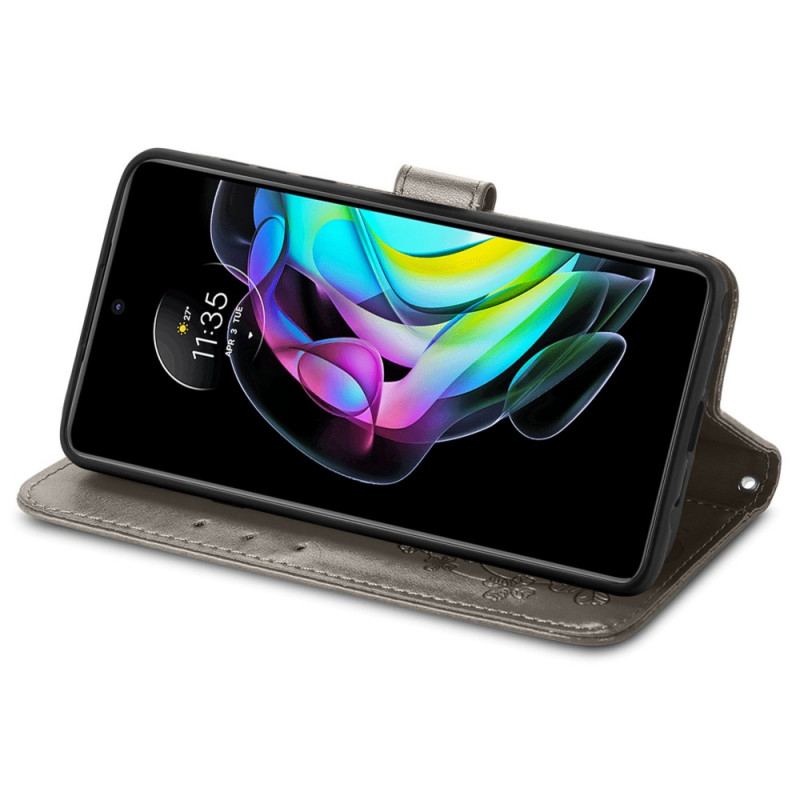 Capa Flip Para Motorola Edge 20 Trevo-de-quatro-folhas