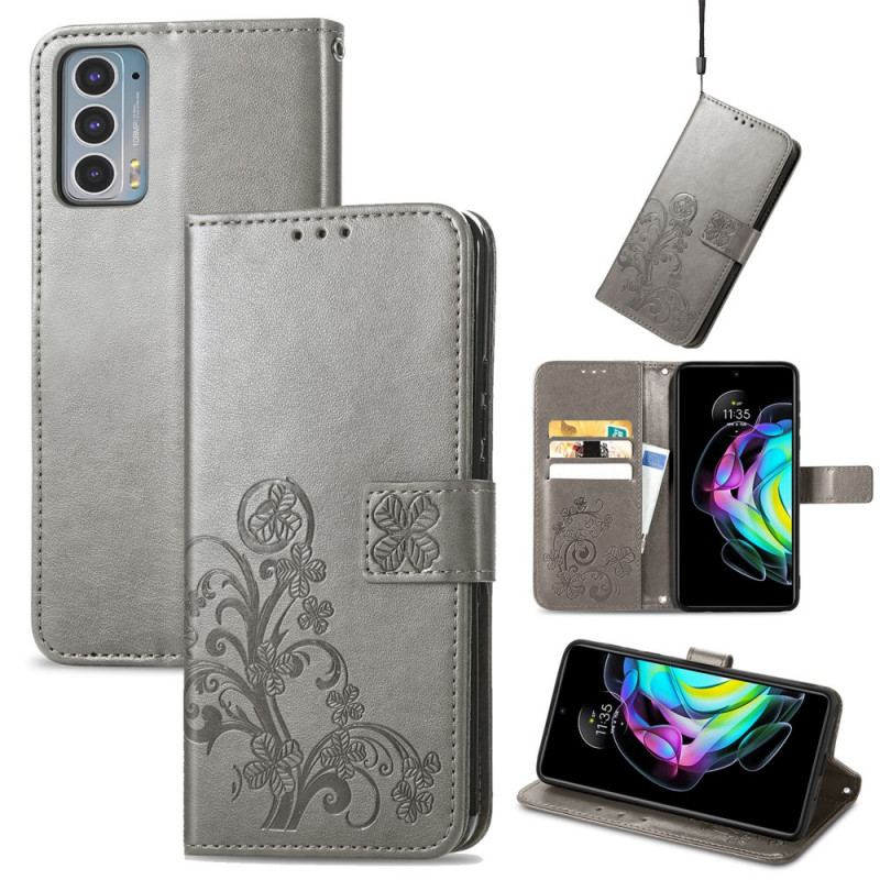 Capa Flip Para Motorola Edge 20 Trevo-de-quatro-folhas