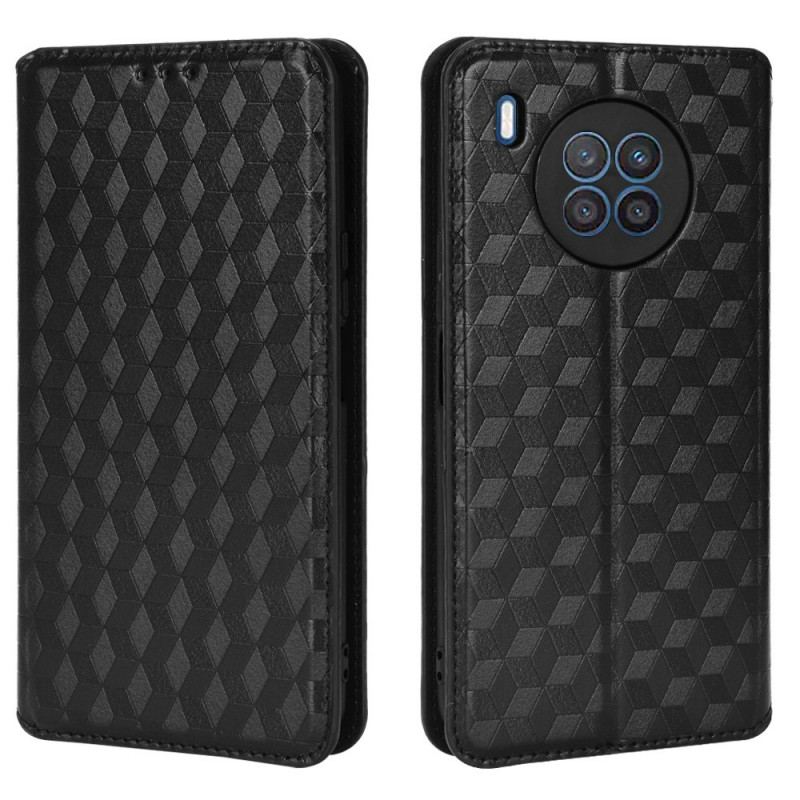 Capa De Celular Para Huawei Nova 8i Flip Efeito Couro Diamante