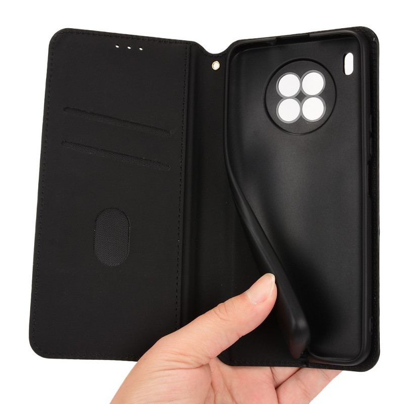 Capa De Celular Para Huawei Nova 8i Flip Efeito Couro Diamante