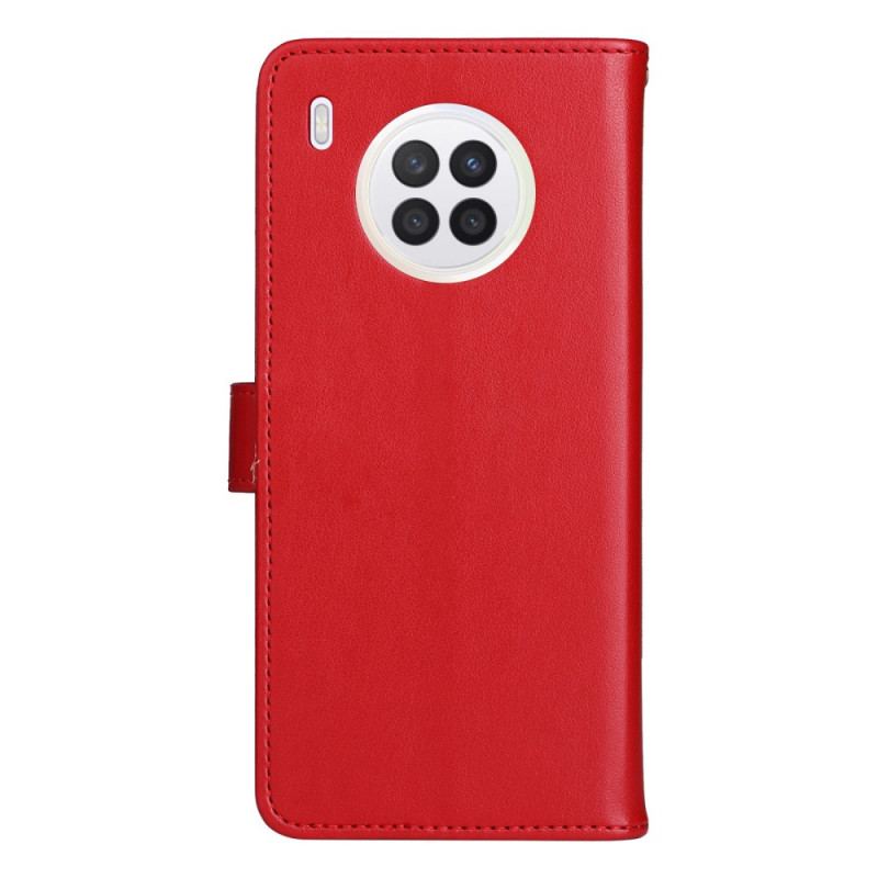 Capa Em Pele Para Huawei Nova 8i De Cordão Gato E Abelha Com Cordão