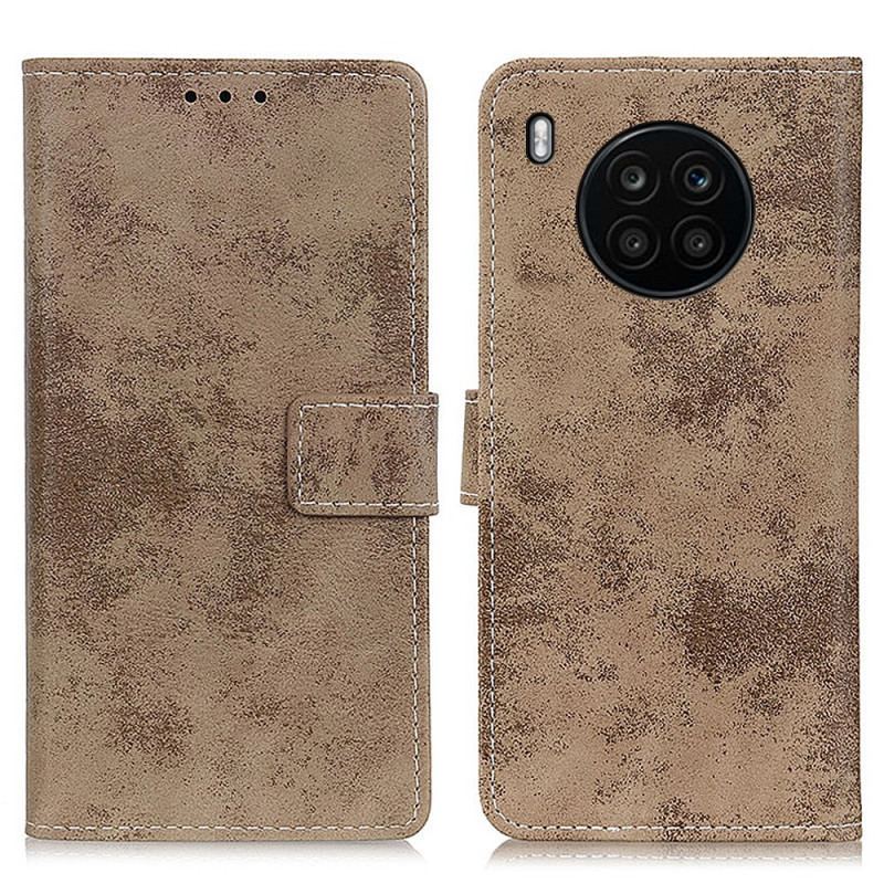 Capa Em Pele Para Huawei Nova 8i Efeito Couro Vintage