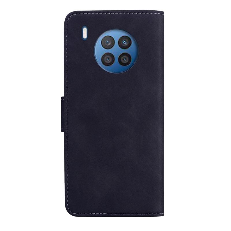 Capa Flip Para Huawei Nova 8i Borboleta Com Toque De Pele