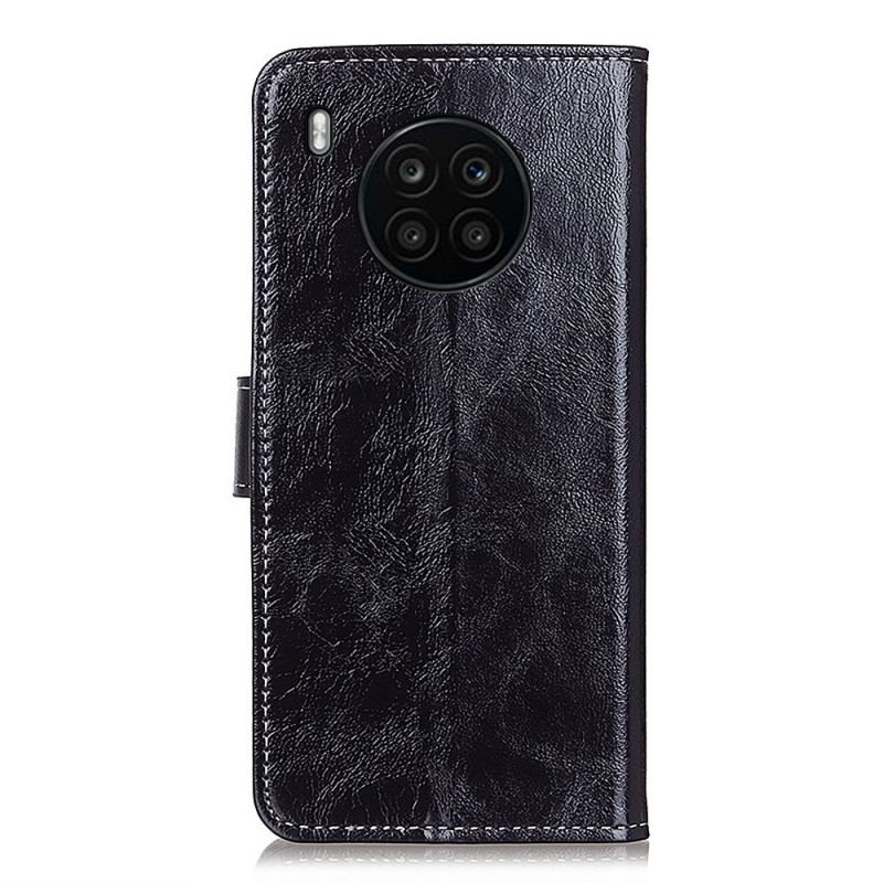 Capa Flip Para Huawei Nova 8i Costuras Brilhantes E Expostas