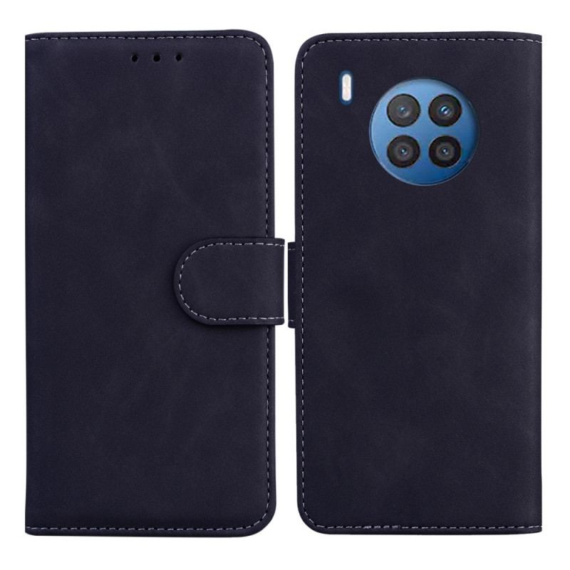 Capa Flip Para Huawei Nova 8i Efeito Couro Monocromático