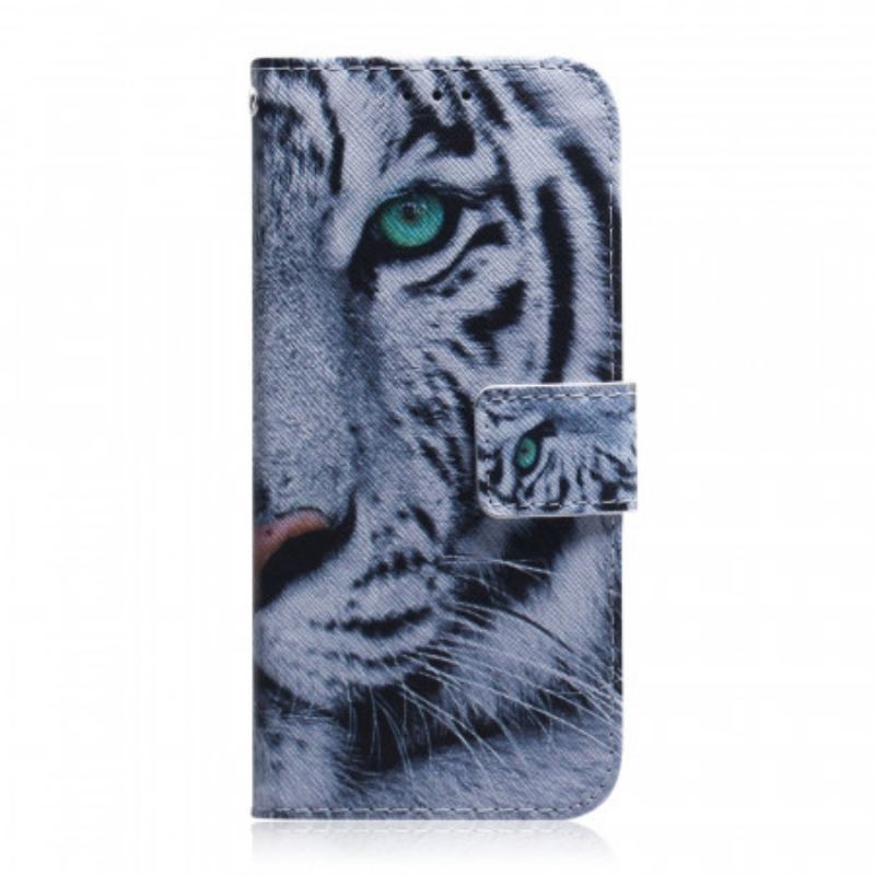 Capa Flip Para Huawei Nova 8i Tigre Branco