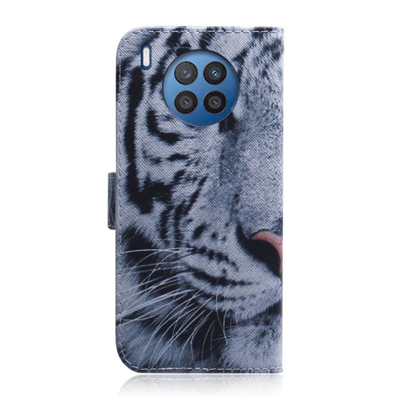Capa Flip Para Huawei Nova 8i Tigre Branco