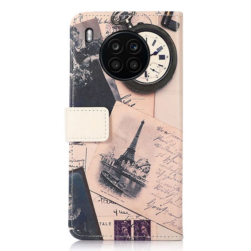 Capa Flip Para Huawei Nova 8i Torre Eiffel Do Poeta