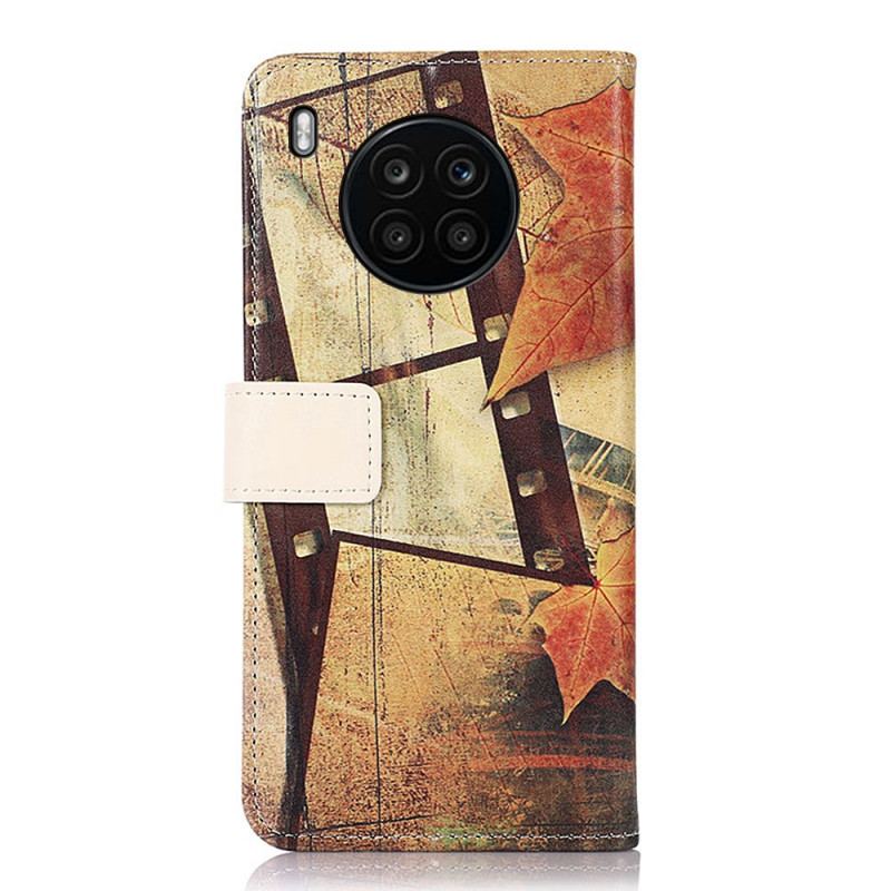 Capa Flip Para Huawei Nova 8i Torre Eiffel No Outono