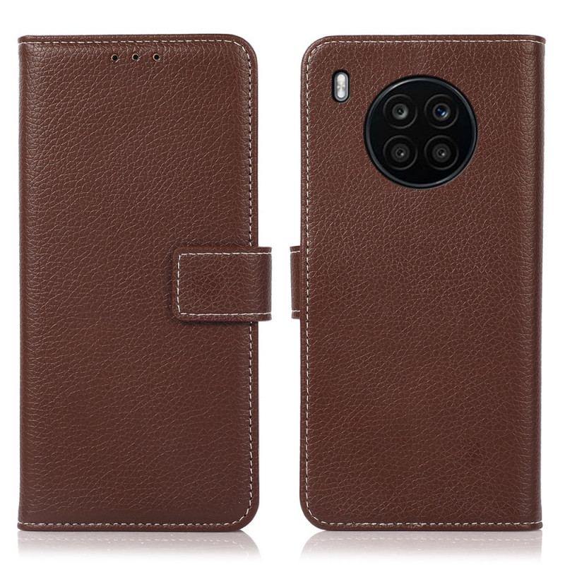 Capa Folio Para Huawei Nova 8i Costuras Expostas De Lichia