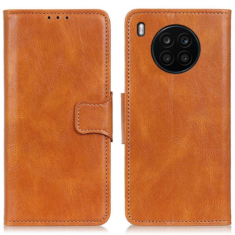Capa Folio Para Huawei Nova 8i Fecho Reversível Efeito Couro