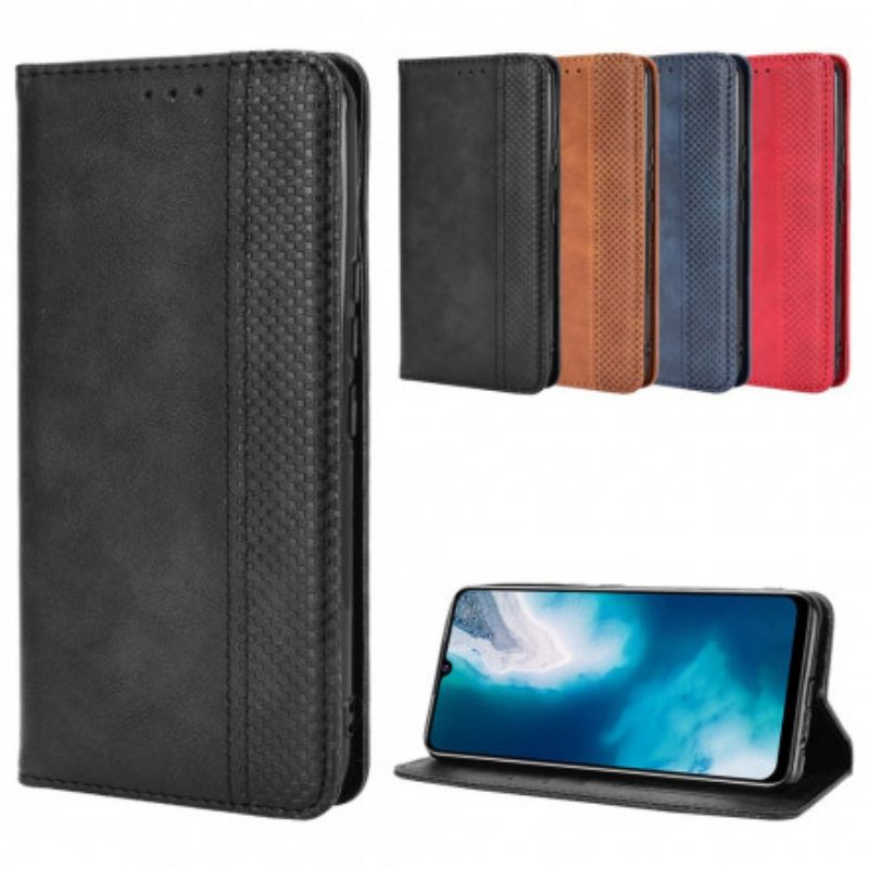 Capa De Celular Para Vivo Y70 Flip Efeito Couro Vintage Estilizado