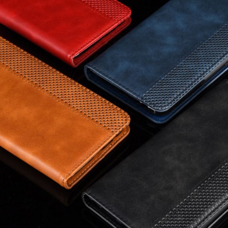 Capa De Celular Para Vivo Y70 Flip Efeito Couro Vintage Estilizado