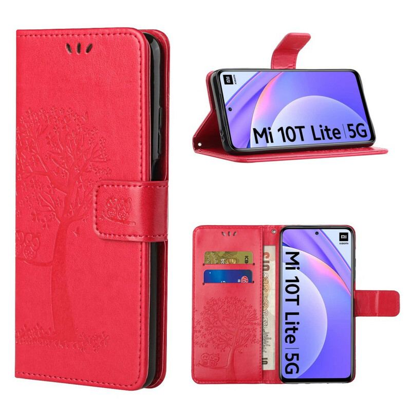 Capa Flip Para Xiaomi Redmi Note 9 Pro 5G De Cordão Tanga E Corujas