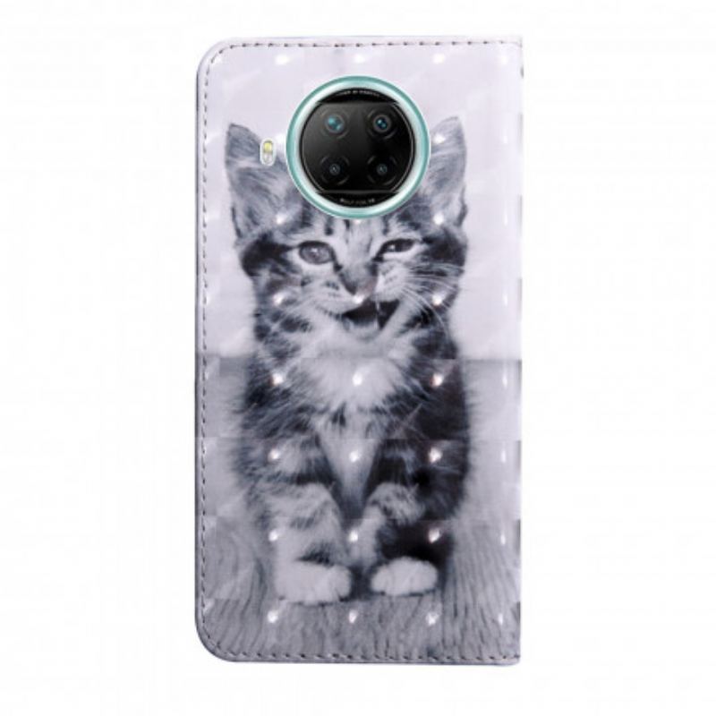 Capa Flip Para Xiaomi Redmi Note 9 Pro 5G Gato Preto E Branco