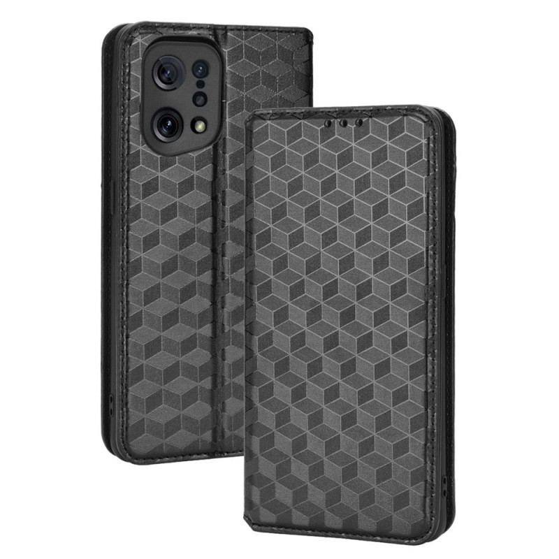Capa De Celular Para Oppo Find X5 Flip Efeito Couro Diamante