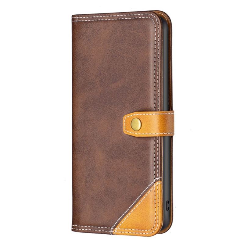 Capa De Couro Para Oppo Find X5 Bicolor Com Alça