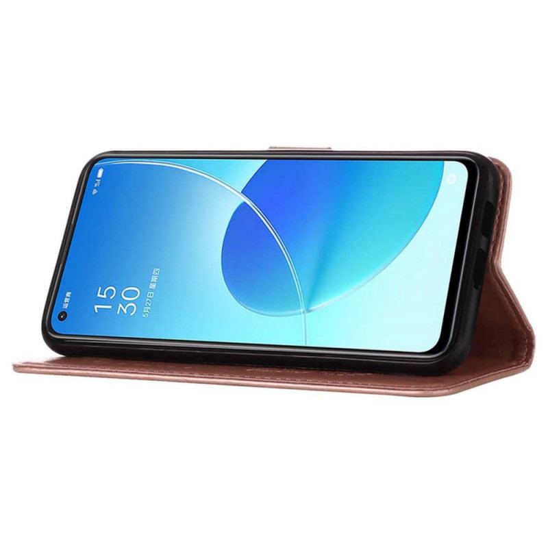Capa De Couro Para Oppo Find X5 Design De Borboleta Com Cordão