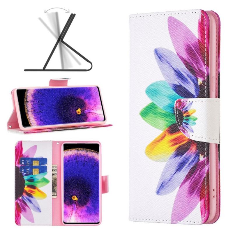 Capa De Couro Para Oppo Find X5 Flor Aquarela