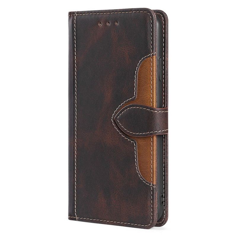 Capa Em Pele Para Oppo Find X5 Couro Sintético Bicolor Estiloso