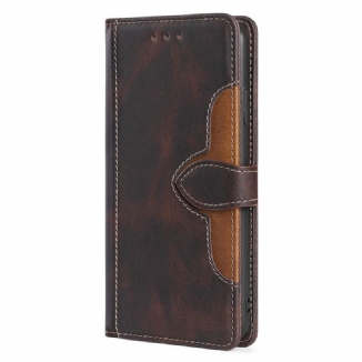 Capa Em Pele Para Oppo Find X5 Couro Sintético Bicolor Estiloso