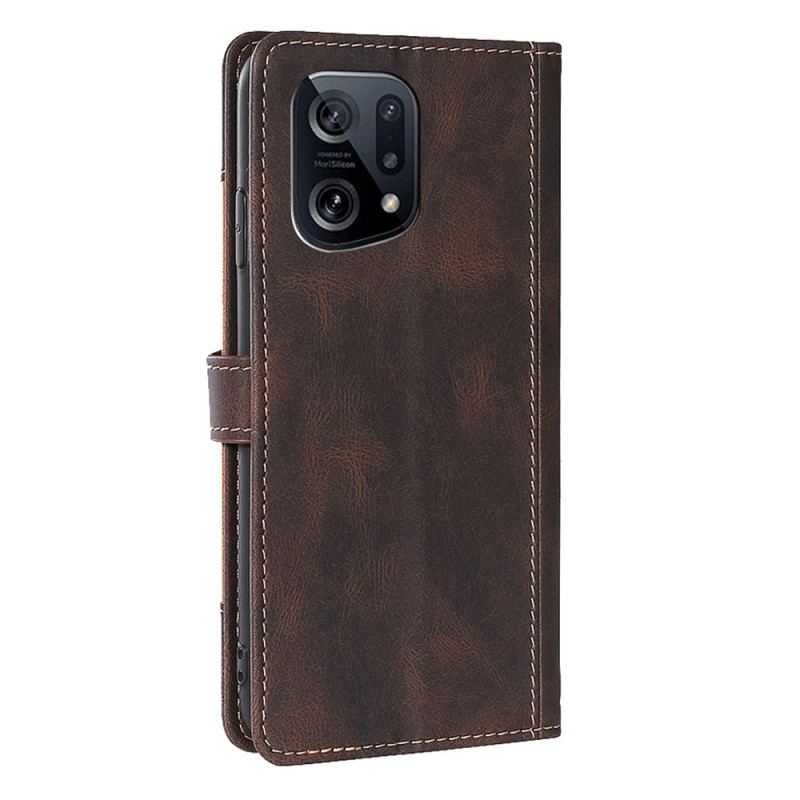 Capa Em Pele Para Oppo Find X5 Couro Sintético Bicolor Estiloso