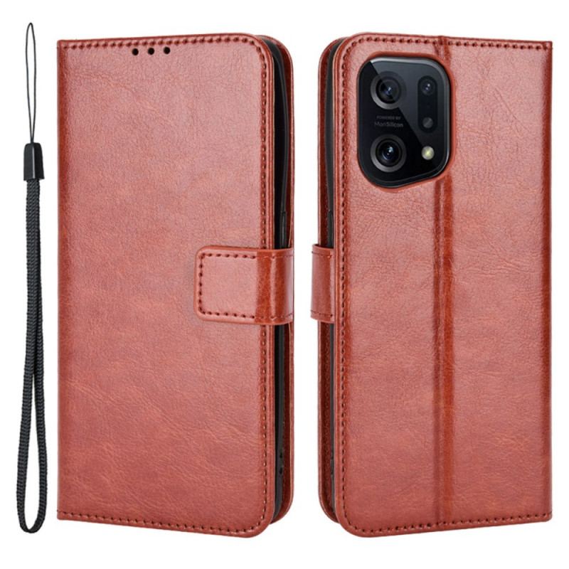 Capa Flip Para Oppo Find X5 Couro Falso Chamativo