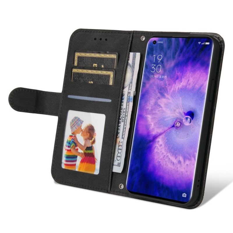 Capa Folio Para Oppo Find X5 Estilo De Couro Com Rebite Decorativo