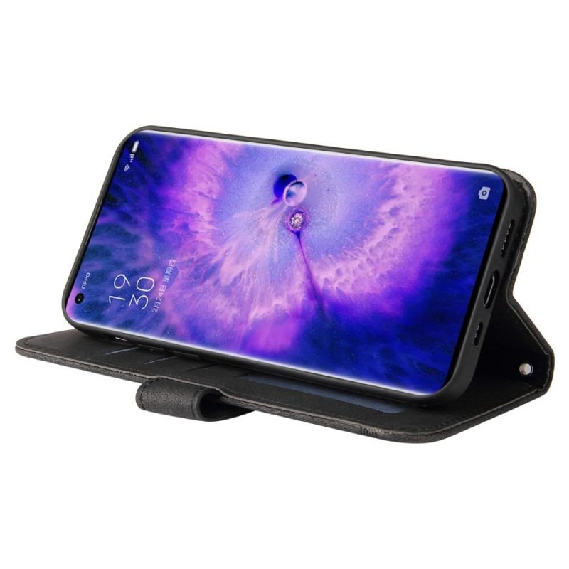 Capa Folio Para Oppo Find X5 Estilo De Couro Com Rebite Decorativo