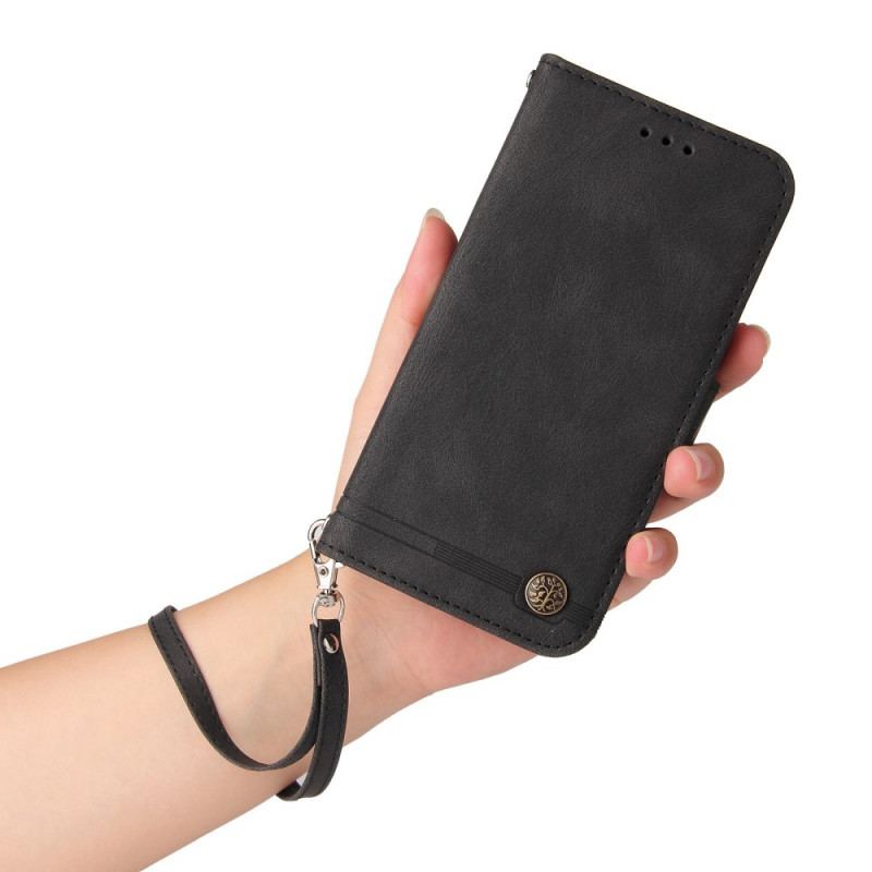 Capa Folio Para Oppo Find X5 Estilo De Couro Com Rebite Decorativo