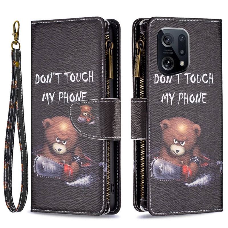 Capa Folio Para Oppo Find X5 Urso De Bolso Com Zíper