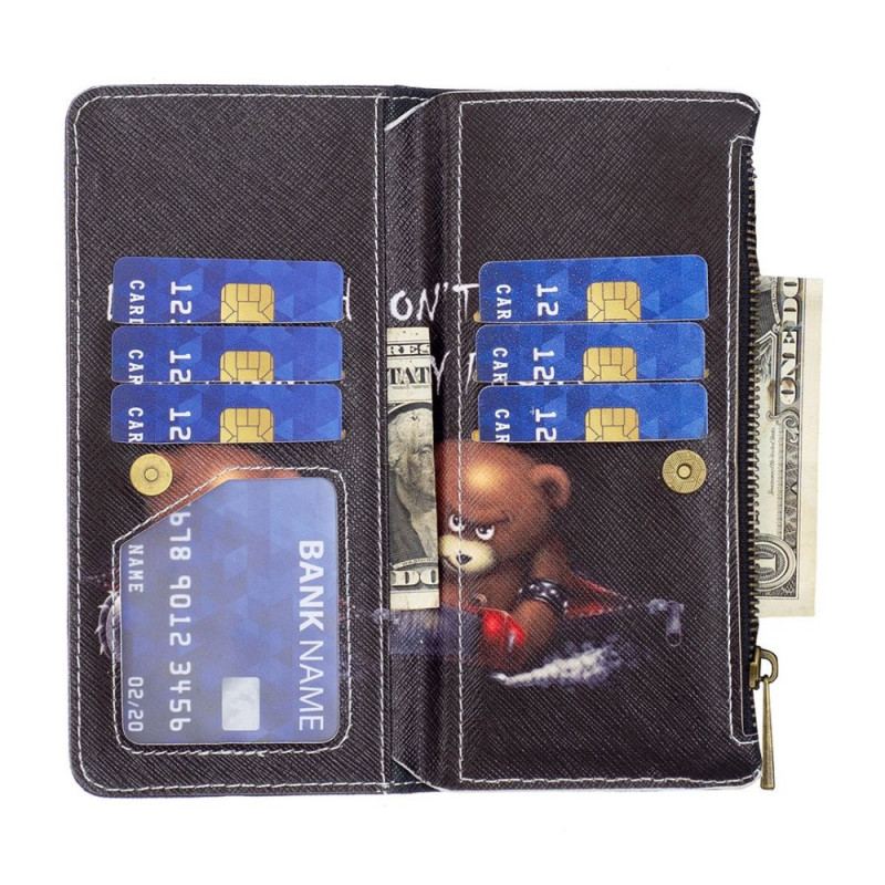 Capa Folio Para Oppo Find X5 Urso De Bolso Com Zíper