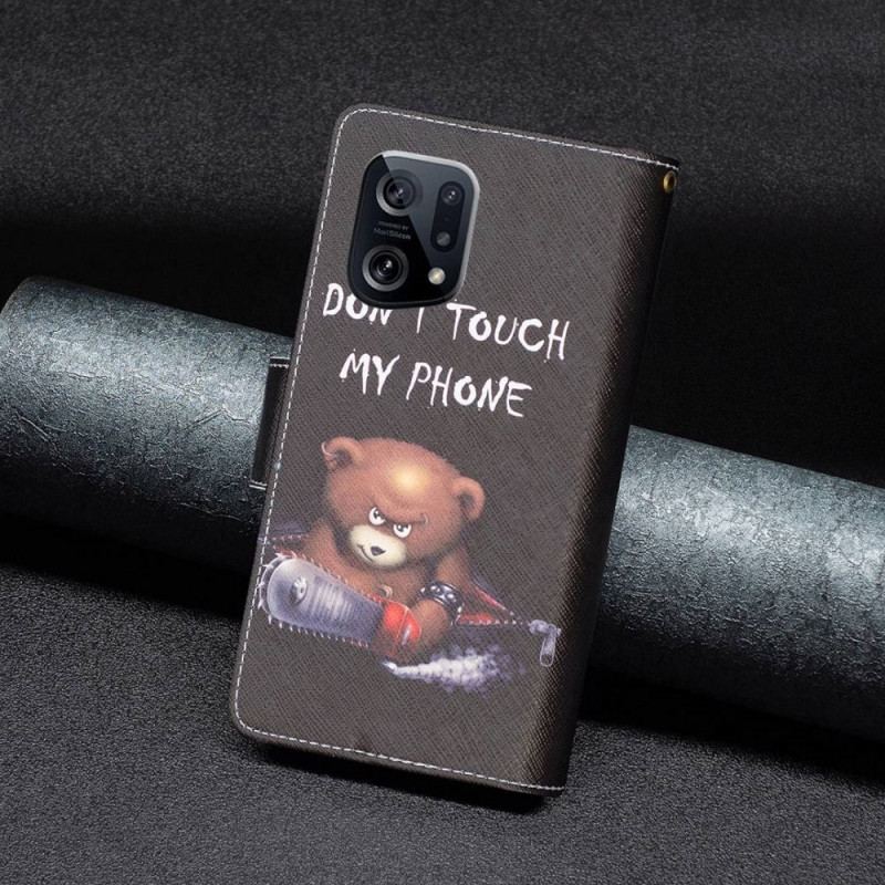 Capa Folio Para Oppo Find X5 Urso De Bolso Com Zíper