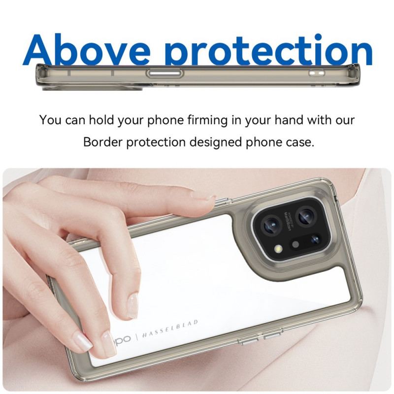 Capa Para Oppo Find X5 Bordas Coloridas Transparentes Híbridas