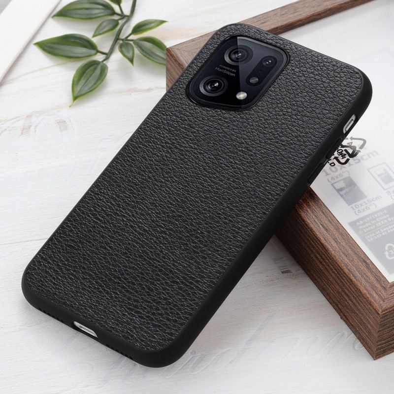 Capa Para Oppo Find X5 Couro Lichia Genuíno
