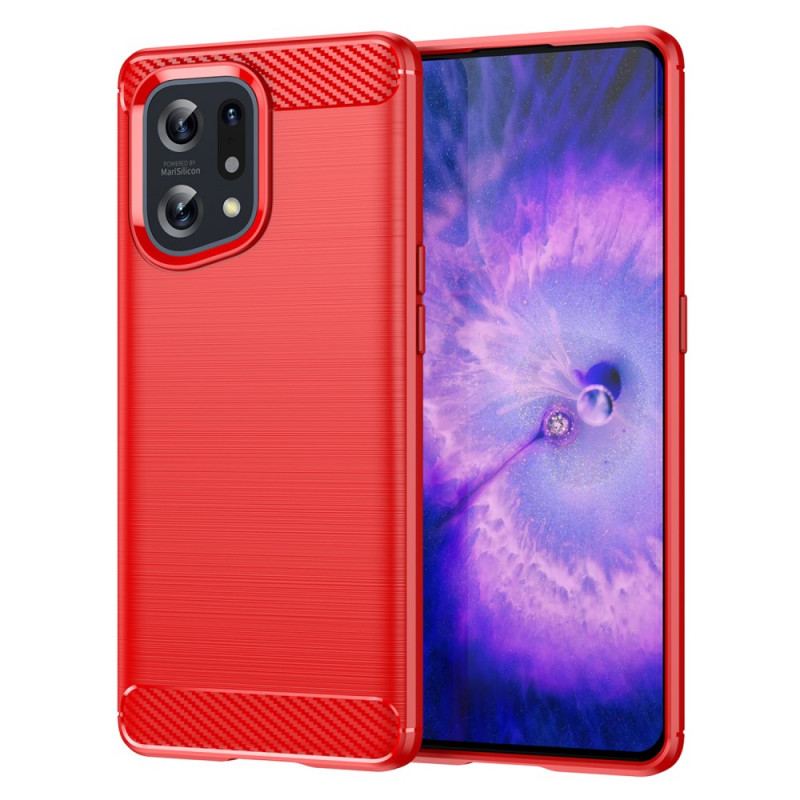 Capa Para Oppo Find X5 Fibra De Carbono Escovada