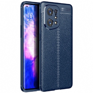 Capa Para Oppo Find X5 Linha Dupla Efeito Couro Litchi