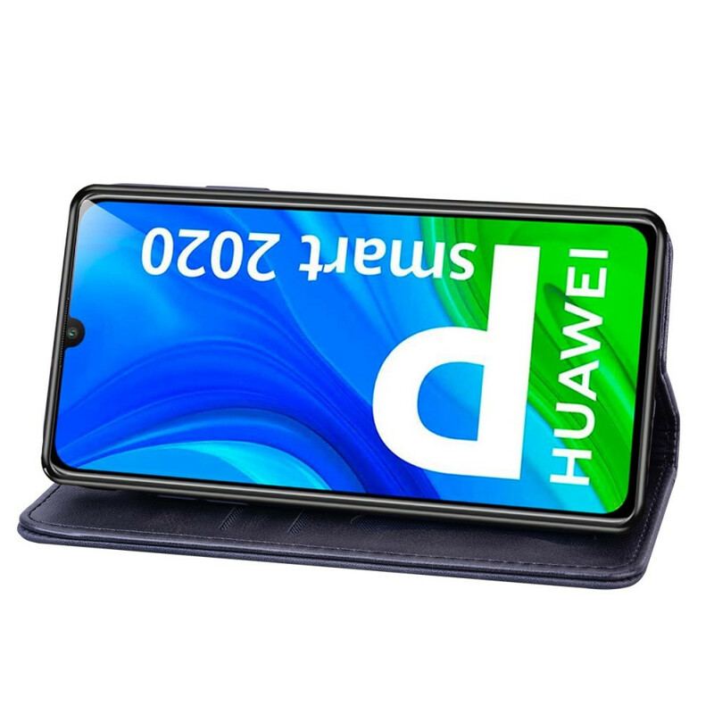 Capa De Celular Para Huawei P Smart 2020 Flip Efeito Couro Empresarial Em Dois Tons
