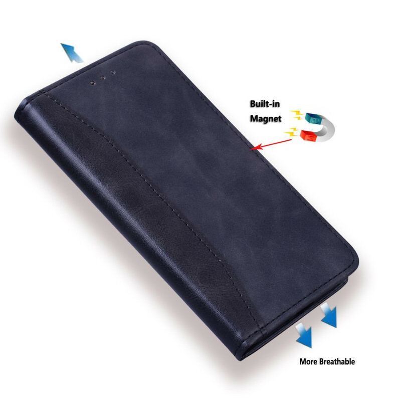 Capa De Celular Para Huawei P Smart 2020 Flip Efeito Couro Empresarial Em Dois Tons