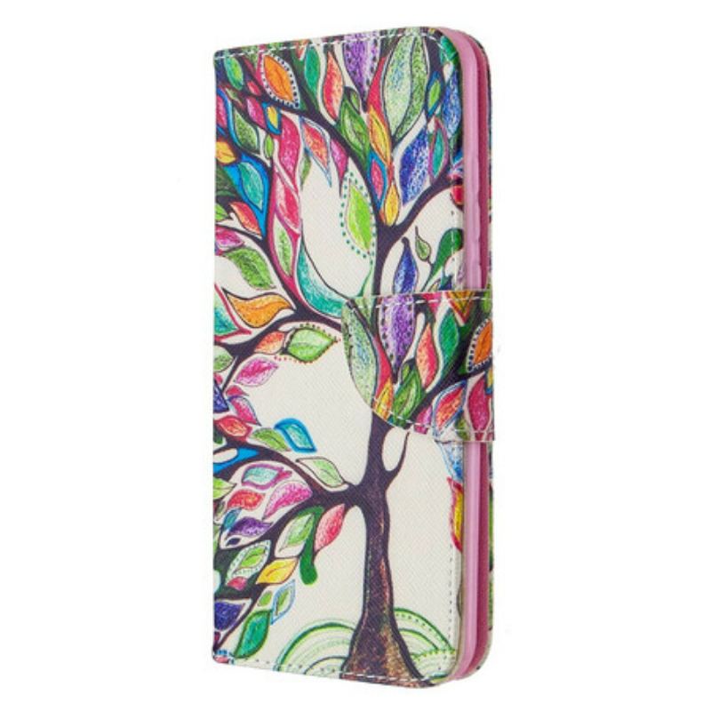 Capa De Couro Para Huawei P Smart 2020 Árvore Colorida
