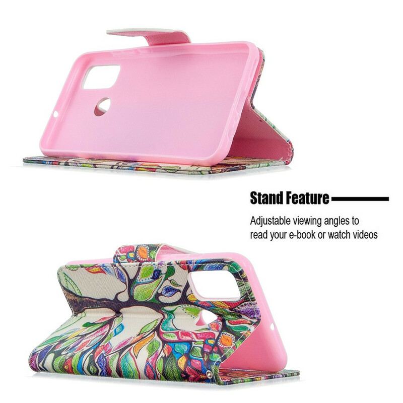 Capa De Couro Para Huawei P Smart 2020 Árvore Colorida