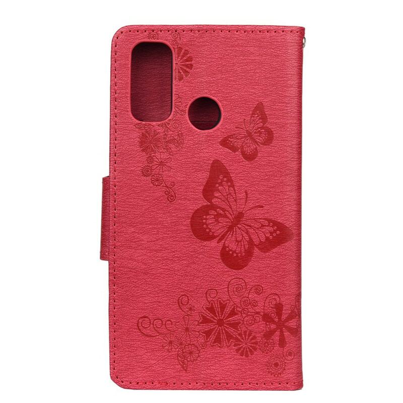 Capa De Couro Para Huawei P Smart 2020 De Cordão Borboletas Esplêndidas