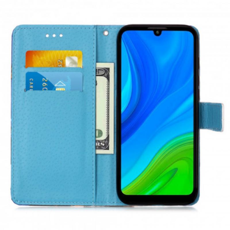 Capa De Couro Para Huawei P Smart 2020 De Cordão Correia Borboleta Torre Eiffel
