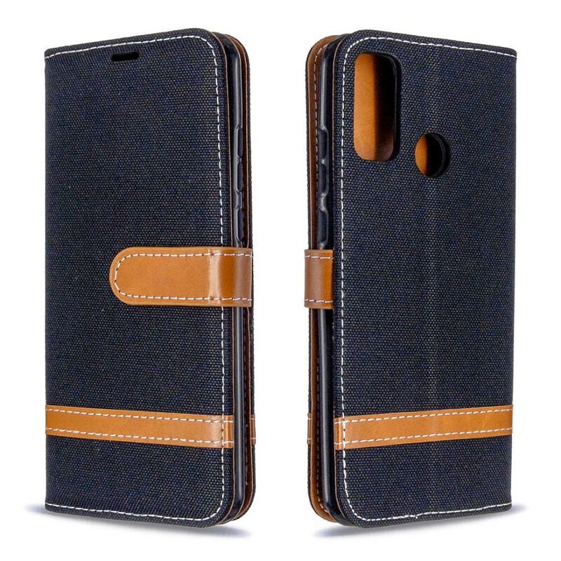 Capa De Couro Para Huawei P Smart 2020 De Cordão Correia Efeito Tecido E Couro