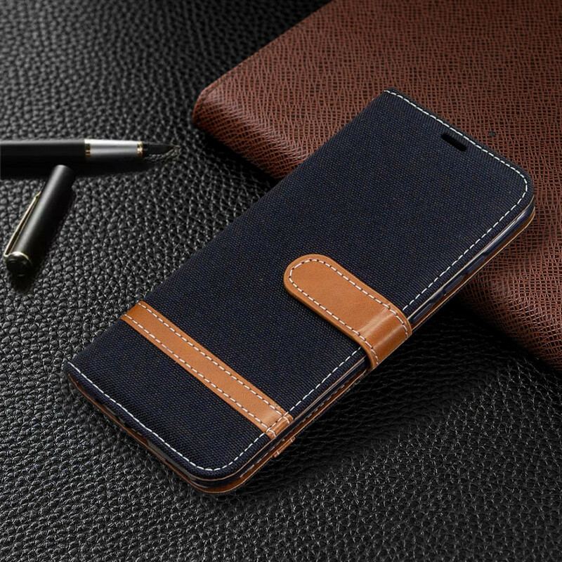Capa De Couro Para Huawei P Smart 2020 De Cordão Correia Efeito Tecido E Couro