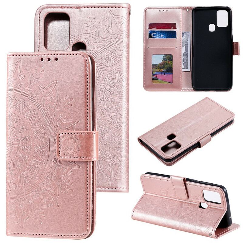 Capa De Couro Para Huawei P Smart 2020 Mandala Do Sol