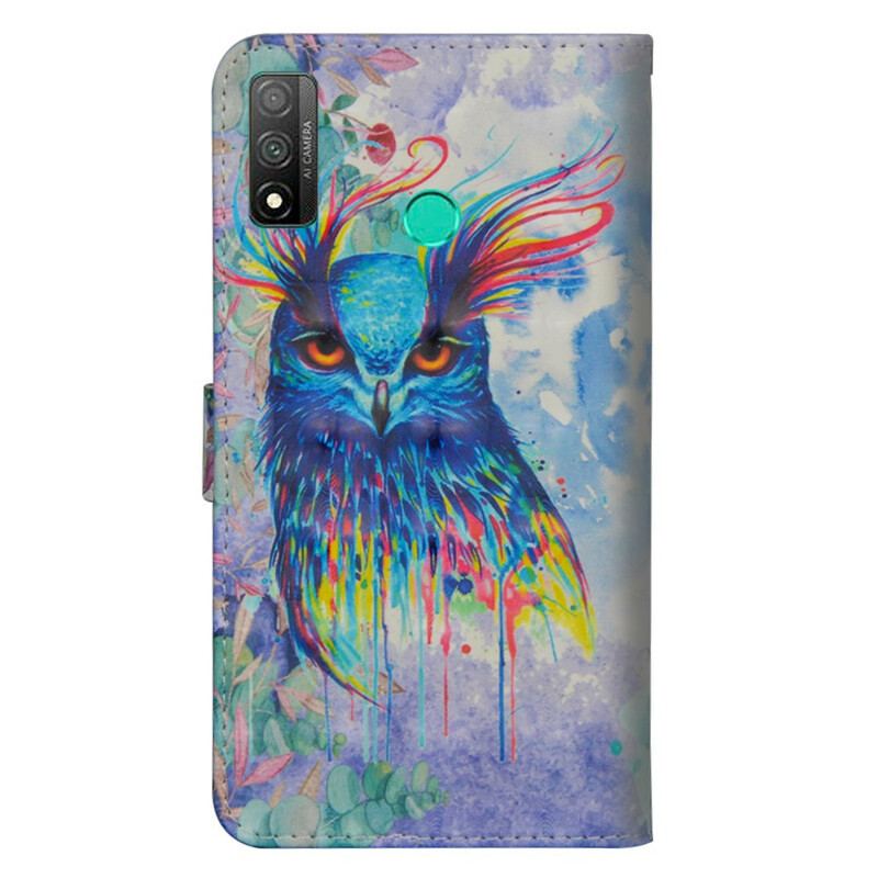 Capa De Couro Para Huawei P Smart 2020 Pássaro Aquarela