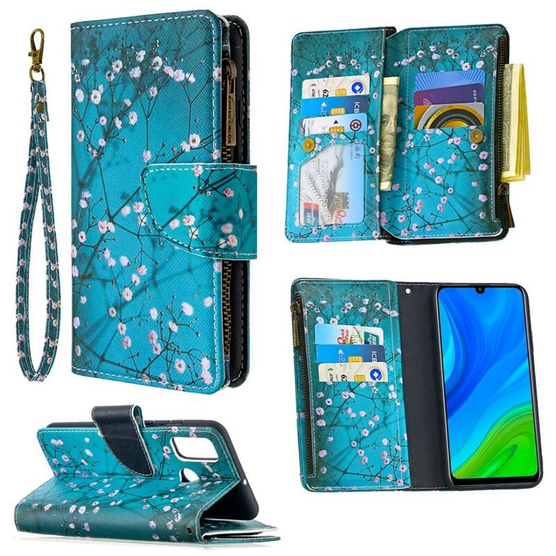 Capa Em Pele Para Huawei P Smart 2020 Bolso De Árvore Com Zíper